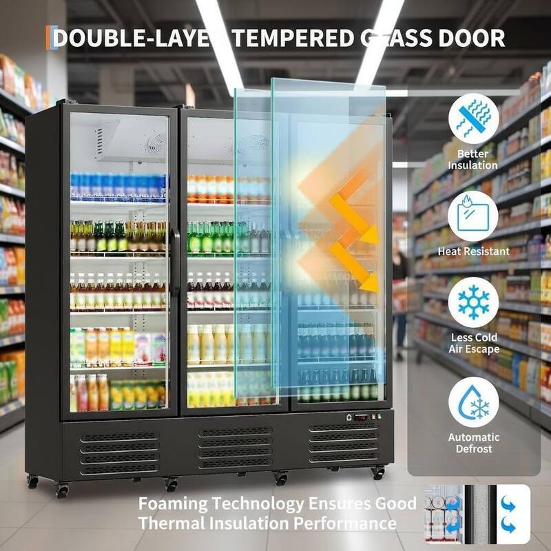 3 Glass Door Display Refrigerator, 55 Cu.Ft.