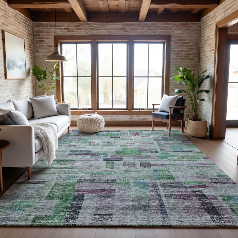 Premium Washable Super Soft Vintage Contemporary Mayfield Rug - Aloe - 9' x 12'