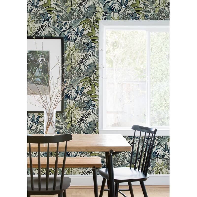 Caroline et Bettina Slate Feuilles Peel & Stick Wallpaper
