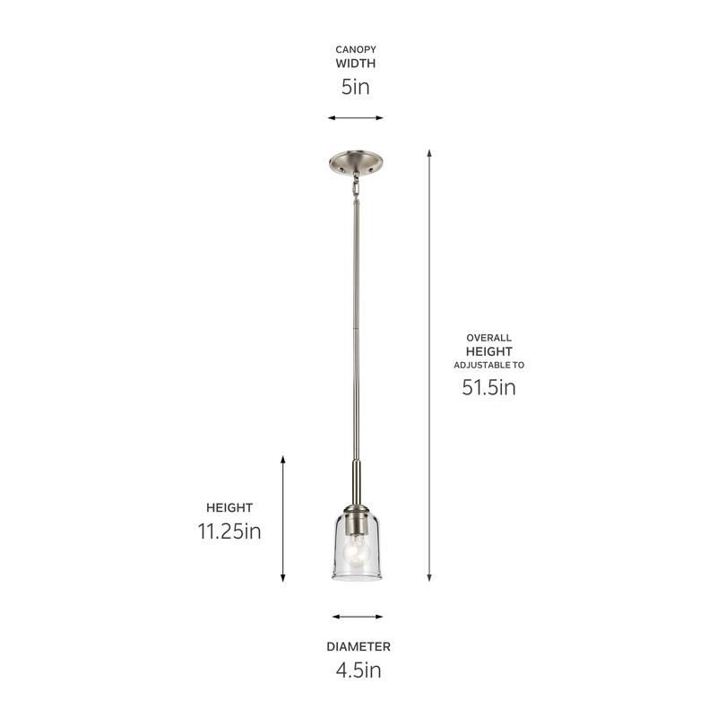 Kichler Lighting Shailene 1-Light Mini Pendant Light with Clear Glass