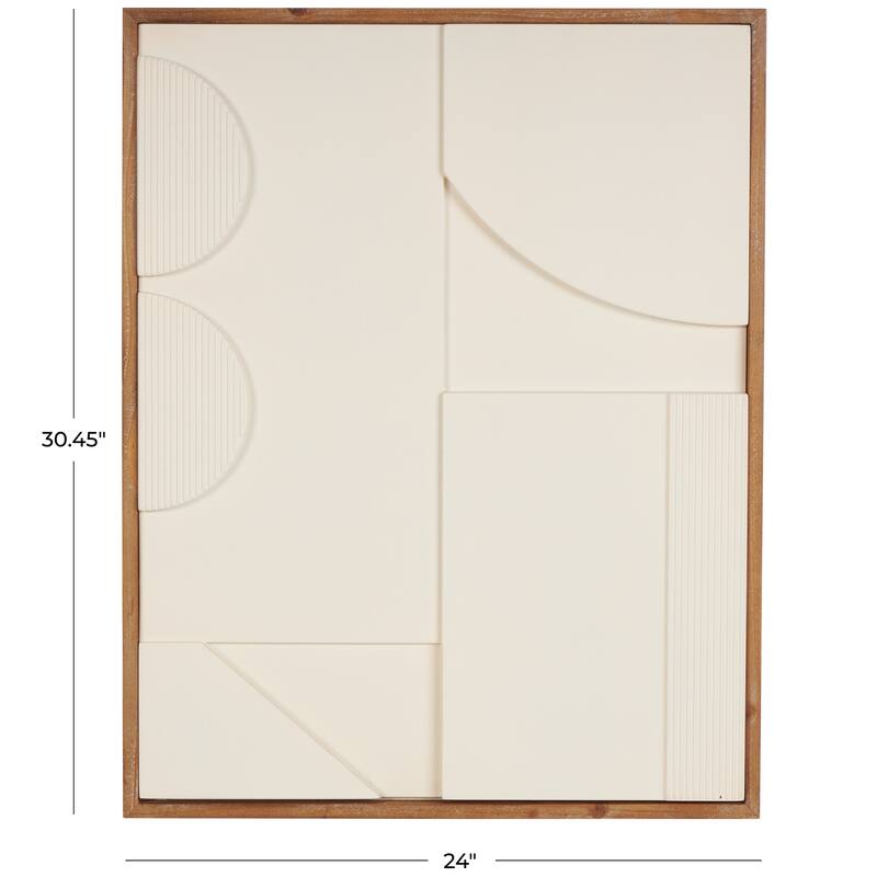 White or Cream Wood Geometric Wall Decor with Brown or Black Wood Frame