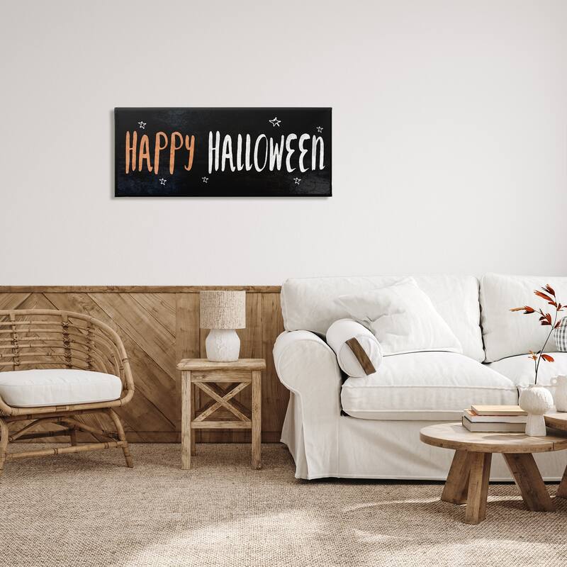 Stupell Happy Halloween Spooky Stars Stretched Canvas Wall Art