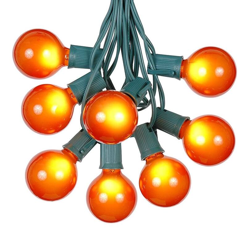 25 Foot G50 Outdoor Globe Patio String Lights - Set of 25 G50 Globe Bulbs - Orange
