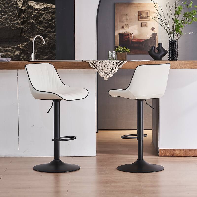 Adjustable Swivel Bar Stools Set of 2 Modern Upholstered Counter Stools