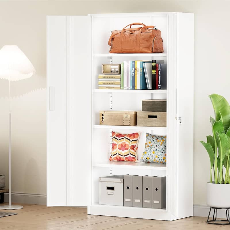 71 inch Garage Storage Cabinet Shelving Kitchen Pantry Locker with Adjustable Shelves for Office, Garage, Home, Pantry