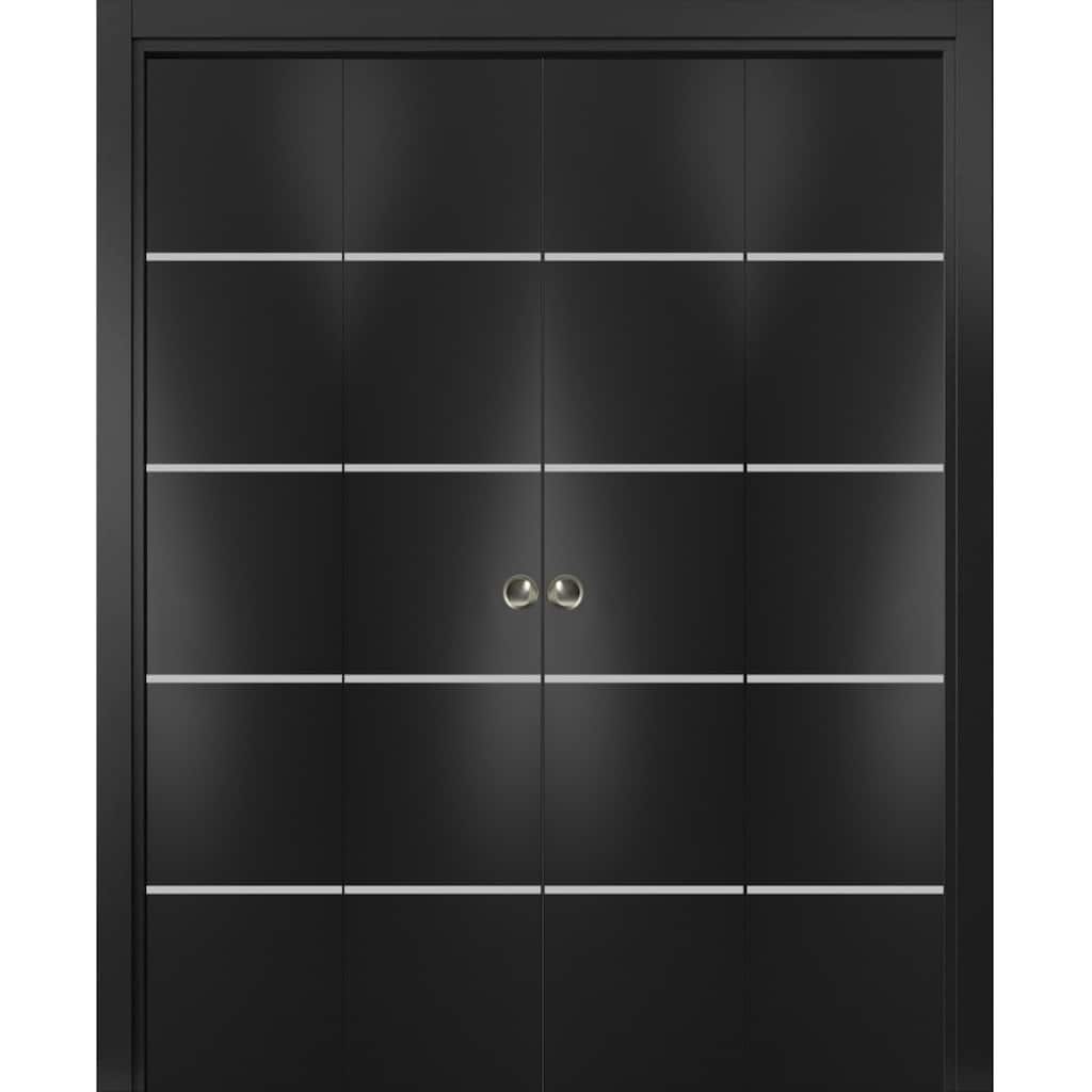 Double Bi-fold Doors Planum 0210 Matte Black with Sturdy Tracks