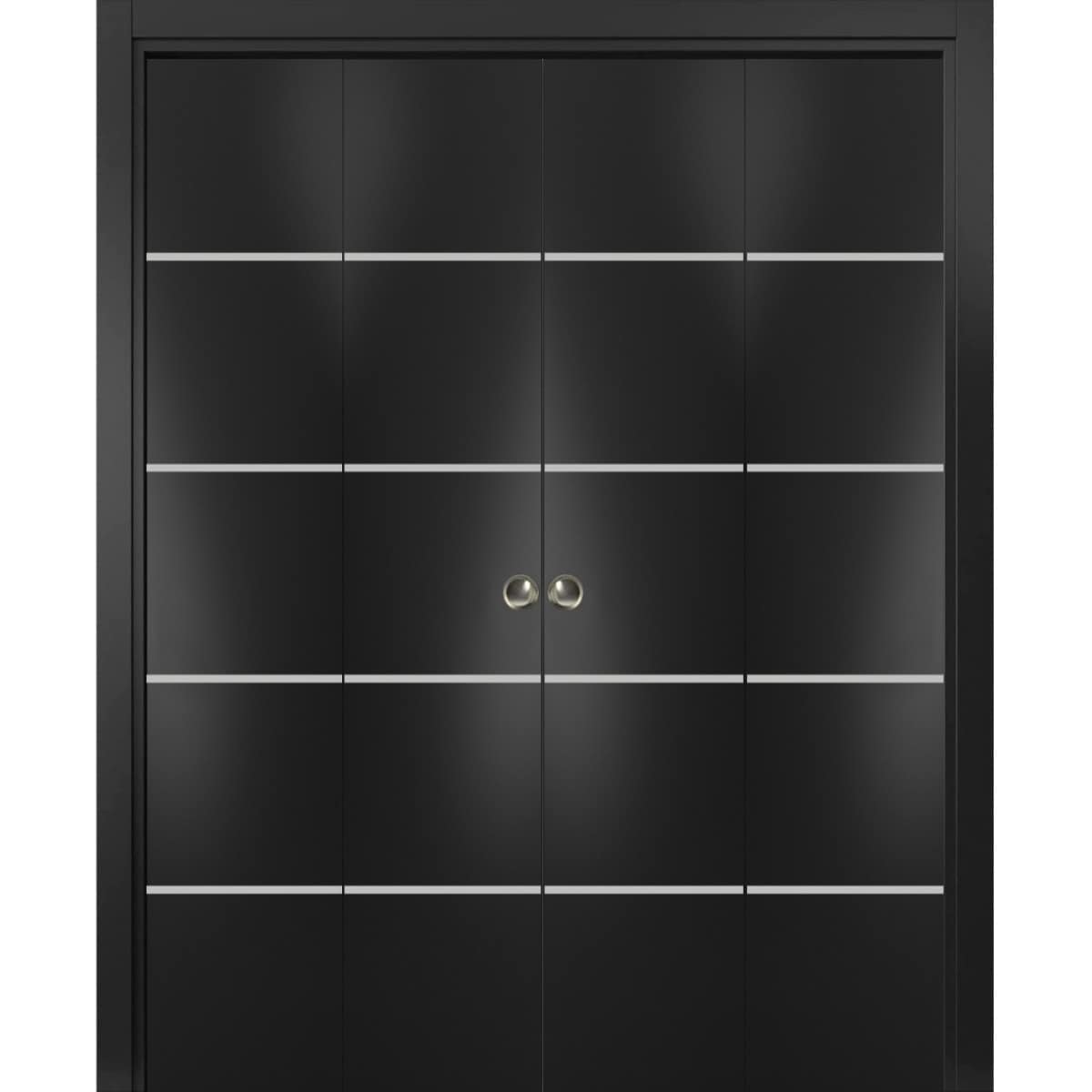 SartoDoors Planum 0210 | Closet Door Bi-fold Door | Solid Wood | Hardware Set | 18x80, Matte Black Bedroom Door Bathroom Door