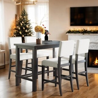 5-Piece Counter Height Dining Table Set with 4 Chairs for Home - Bed ...