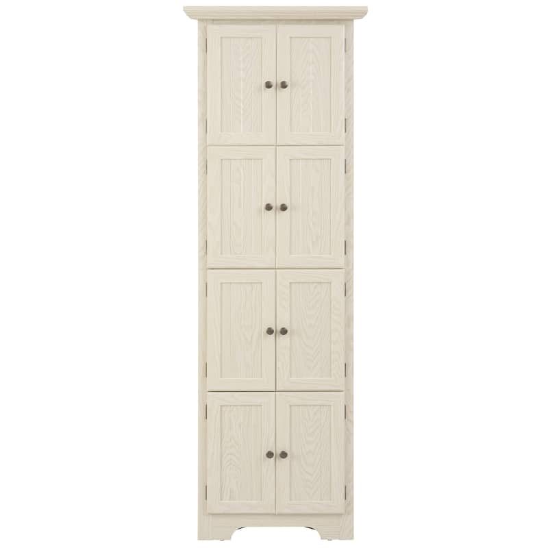 GDF Studio - Farmhouse Corner Cabinet Tall 4-Tier Storage Pantry with 8 Doors.