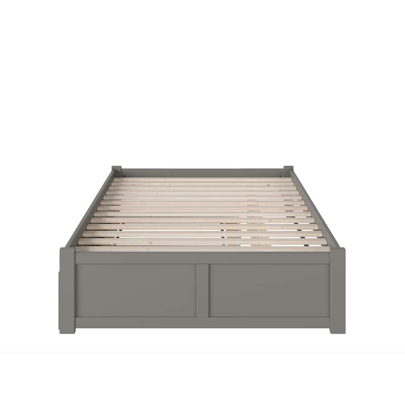 Concord Full Platform Bed with Twin Trundle Bed in Gray