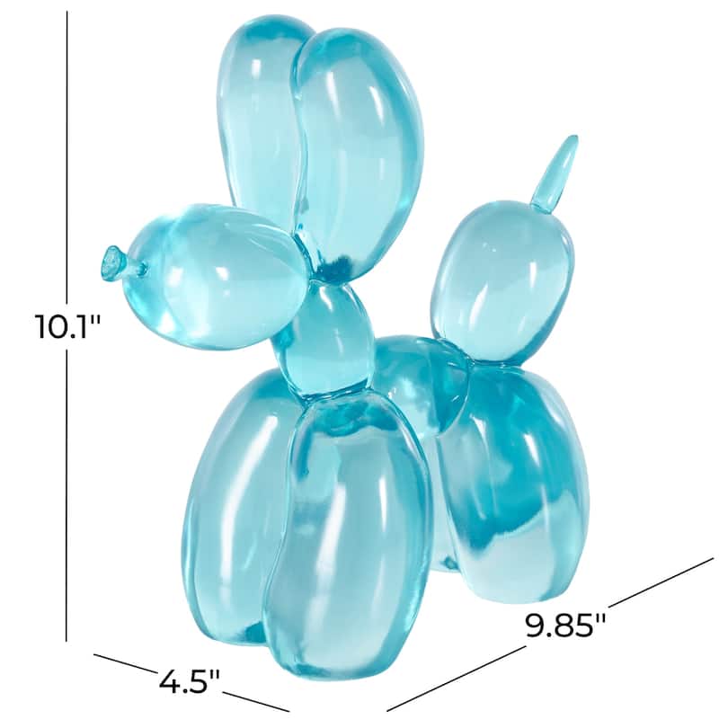 Resin Dog Tinted Balloon Sculpture - Light Blue, Green or Pink - Roche River Decor