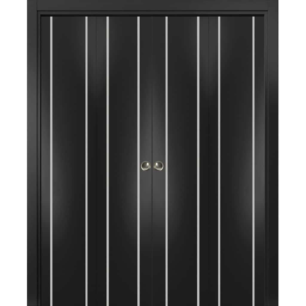 Double Bi-fold Doors Planum 0410 Matte Black with Sturdy Tracks
