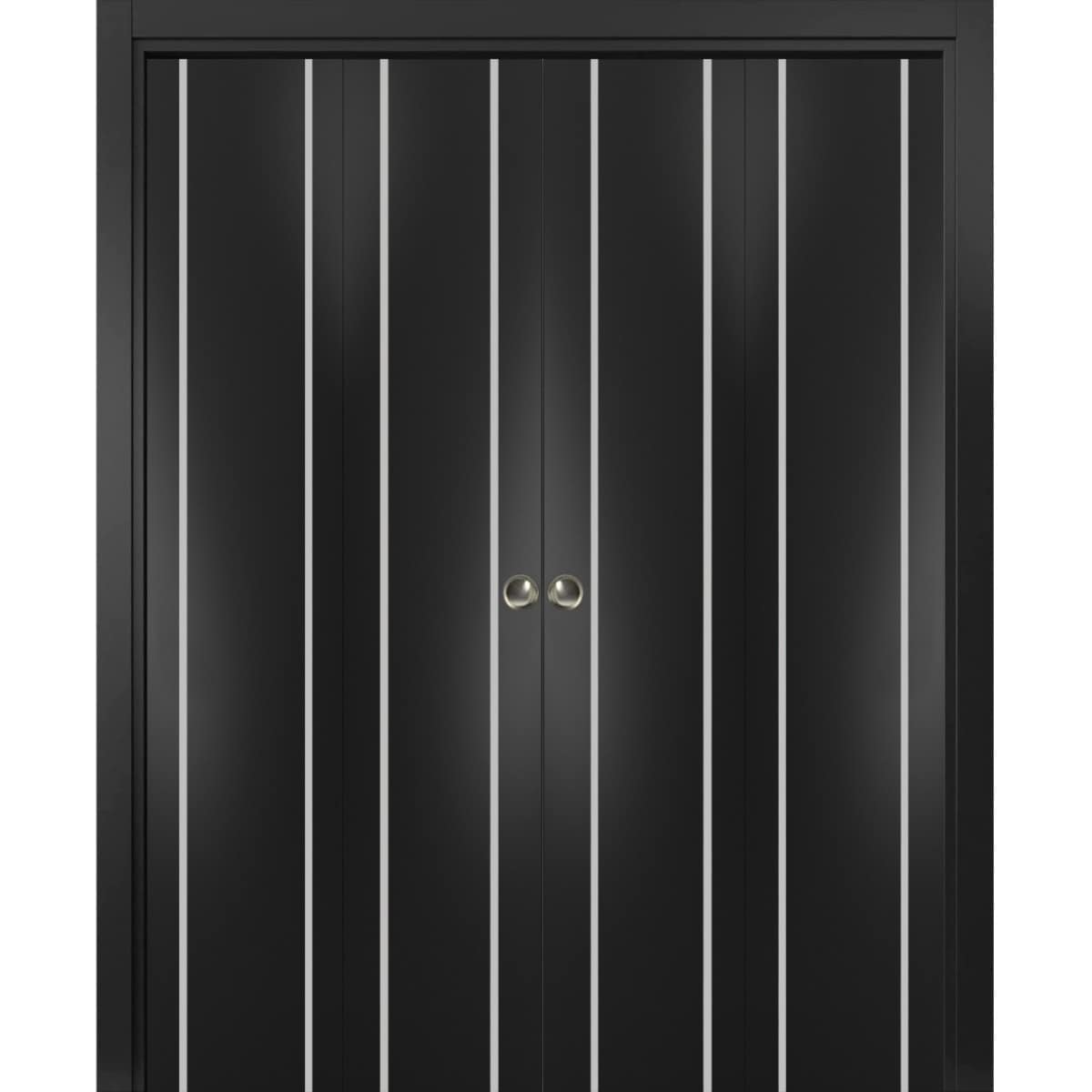 SartoDoors Planum 0410 | Closet Door Bi-fold Door | Solid Wood | Hardware Set | 18x80, Matte Black Bedroom Door Bathroom Door