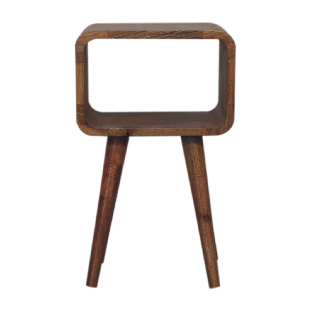 Artisan Furniture Solid Wood Mini Curved Open Nightstand, Beige