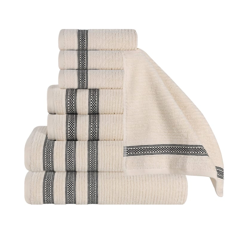 Superior Brea Zero Twist Cotton Ribbed Modern 8 Piece Bathroom Towel Set