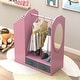 preview thumbnail 5 of 13, Costume RackOpen Hanging Armoire Closet with Mirror-PINK