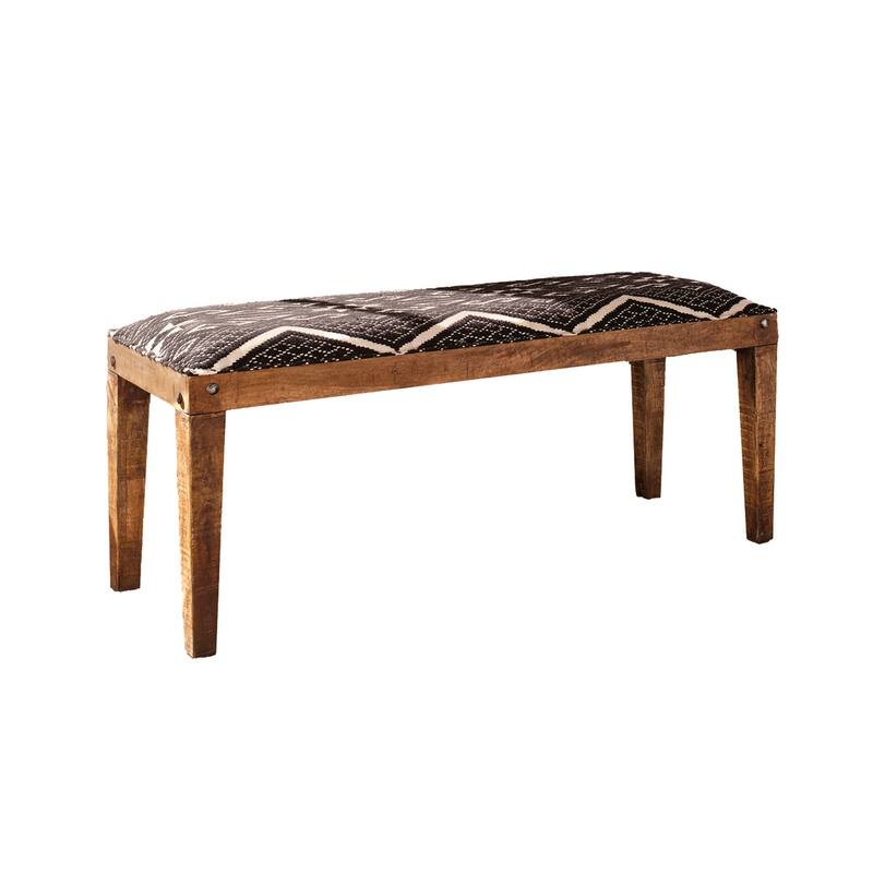 Bohemian Design Handcrafted Wood Accent Bench