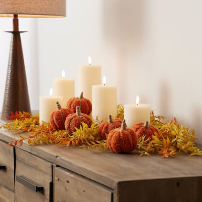 Plush Pumpkin Fall Artificial Spray - 25.5" - Set of 2