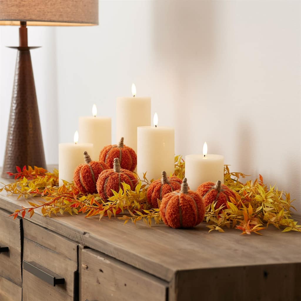 Plush Pumpkin Fall Artificial Spray - 25.5" - Set of 2
