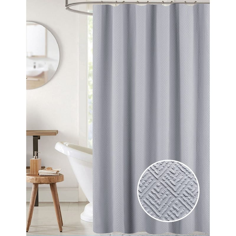 Maggie Embossed Solid Shower Curtain - Silver