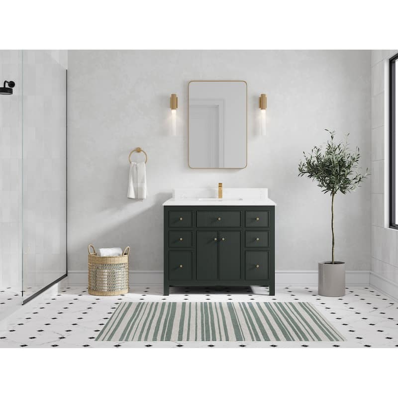 Willow Collections 42 in W x 22 in D Sonoma Free Standing Reeded Single Sink Bathroom Vanity with Countertop