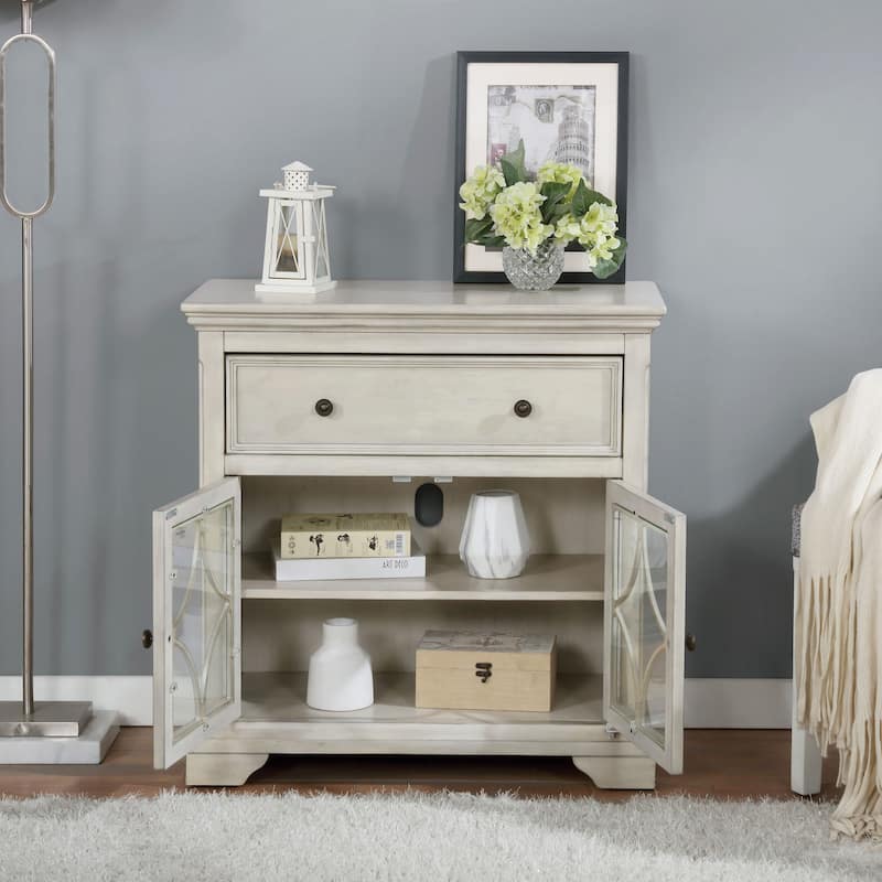 Luccas Transitional Antique White 32-inch Wood 2-Shelf Hallway Cabinet by Furniture of America