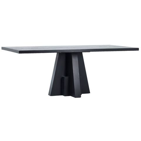 Weston 79-inch Rectangular Brushed Matte Black Reclaimed Pine Dining Table with Modern Pedestal Base