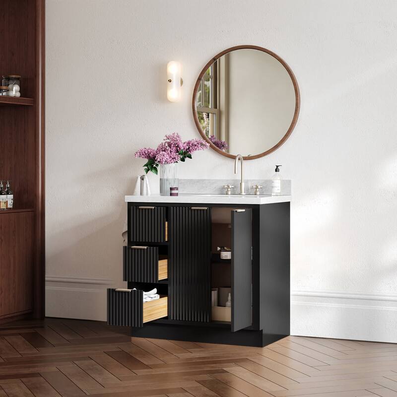 Ariel P37RCWRVO Milan 37" Free Standing Single Basin Vanity Set with