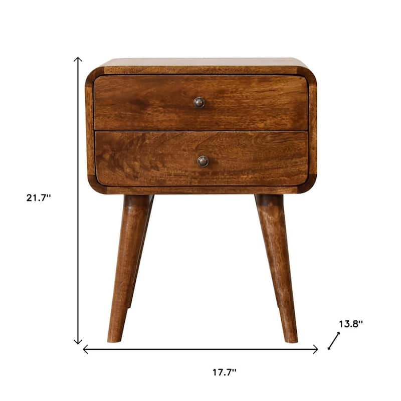 HomeRoots 22" Chestnut Solid Wood Two Drawer Nightstand