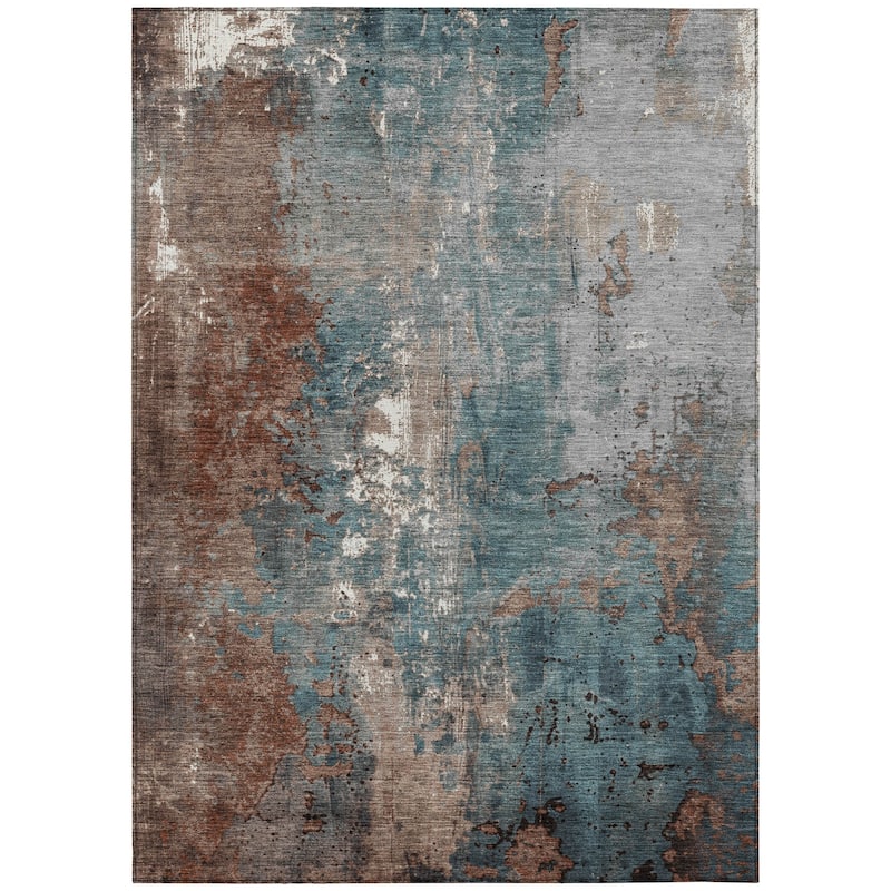 HomeRoots Abstract Transitional Rectangle Outdoor Rug