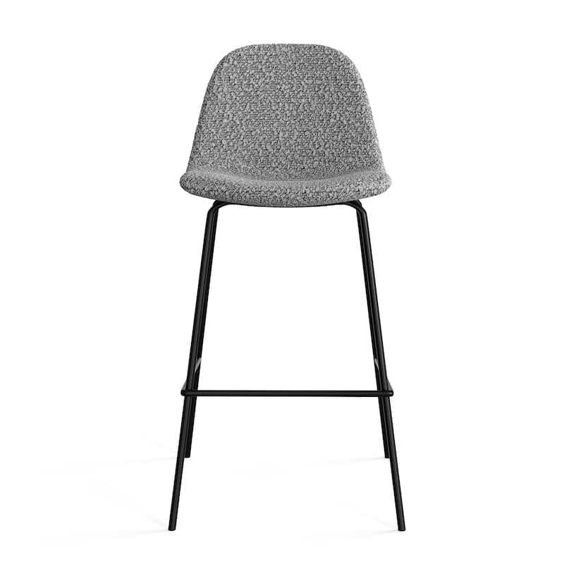 Counter Stools in White Boucle Black Legs (Set of 2)