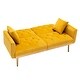 preview thumbnail 5 of 83, Velvet Futon Sofa Bed with 5 Golden Metal Legs, Sleeper Sofa Couch with Two Pillows, Convertible Loveseat for Living Room