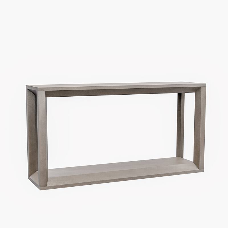 60" Rectangular Solid Wood Veneer Console Table, Wide Sofa Table, Behind Couch Table with Ample Storage