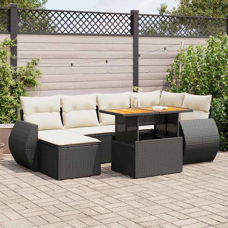 vidaXL Garden Sofa Set Black, Cream White - 21.7 x 39.4 x 28.7