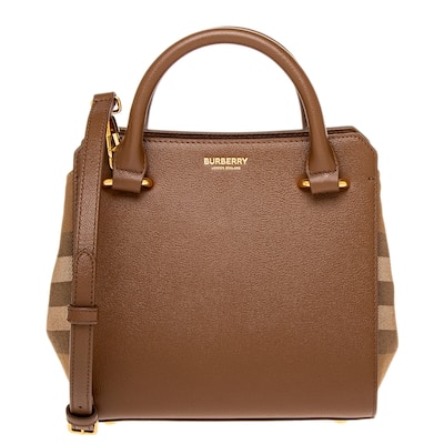 Burberry Mini Banwell House Check and Leather Tote Bag