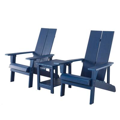 3 Piece Outdoor Patio All-Weather Plastic Wood Adirondack Chairs Bistro Set, Conversation Sets for Backyards Garden Beaches
