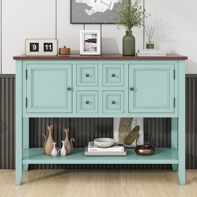 46 "W Modern Vintage Storage Dresser with Four Small Drawers and Bottom Shelf