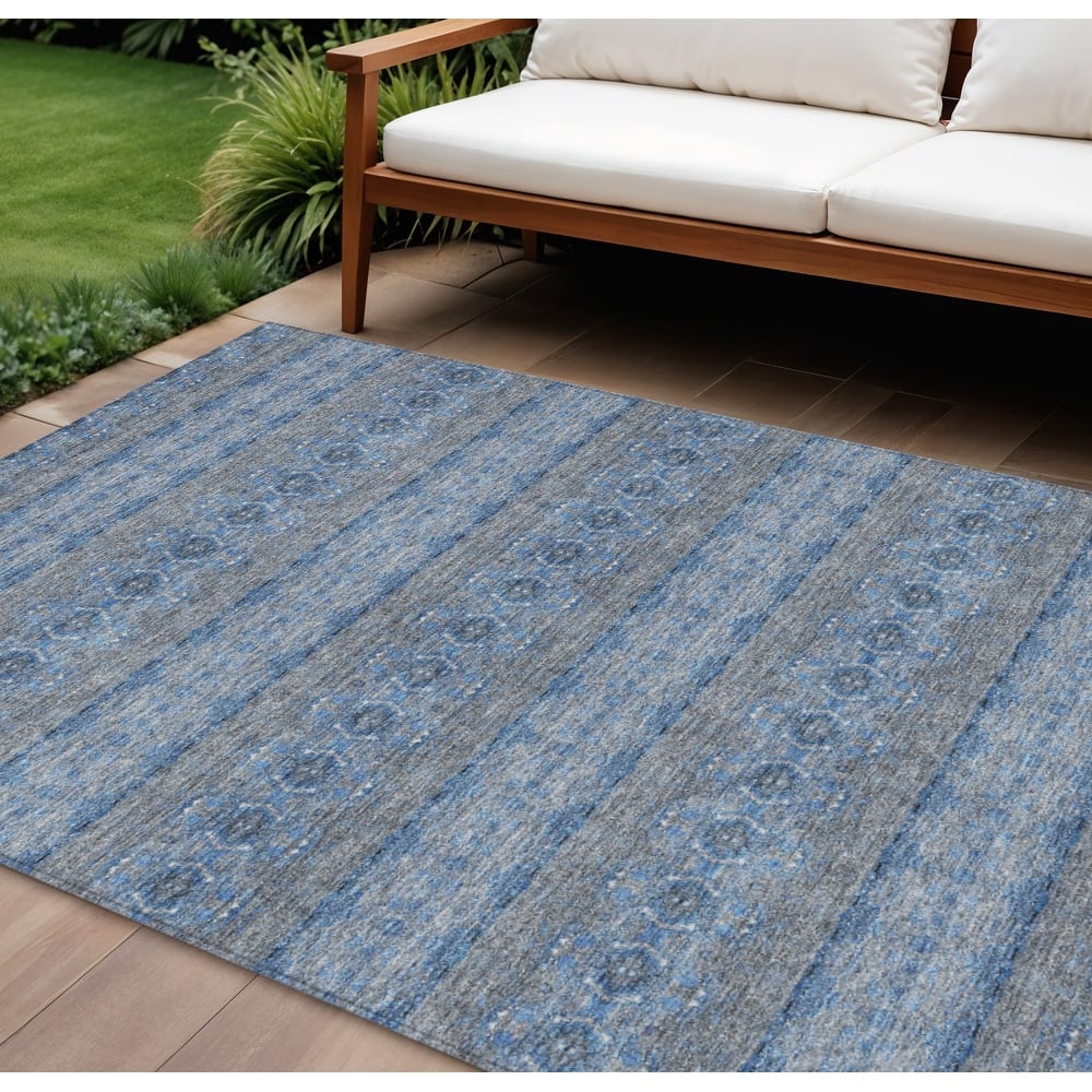 HomeRoots Floral Medallion Transitional Rectangle Outdoor Rug