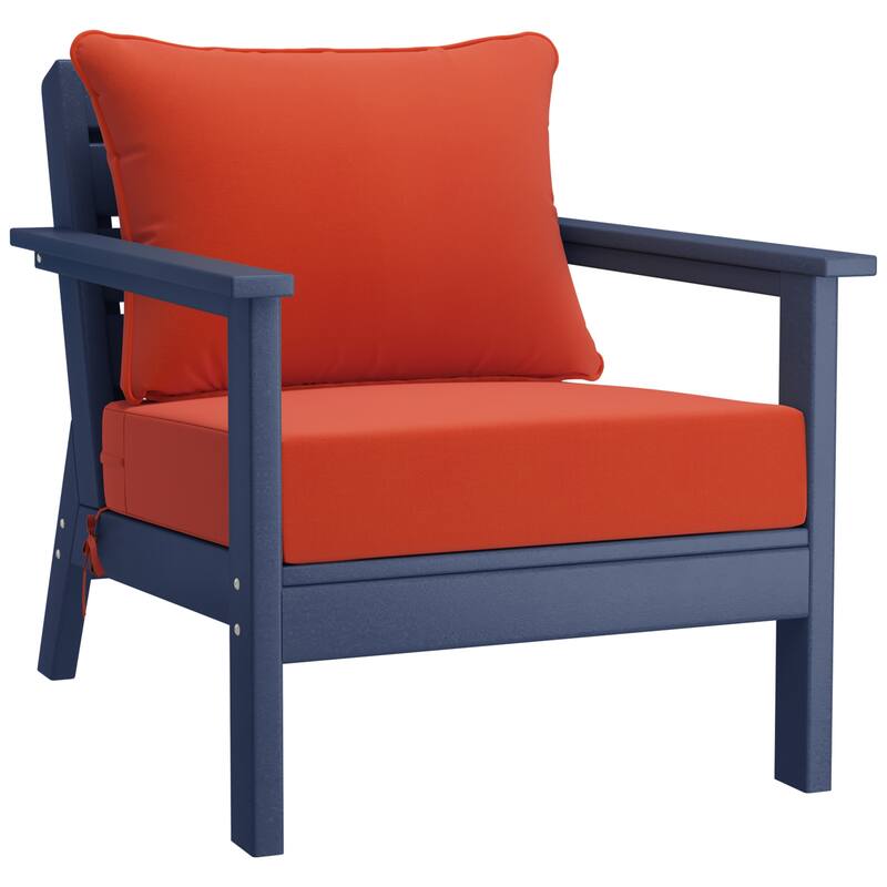 Birchwood All Weather HDPE Outdoor Patio Navy Blue Deep Seating Conversation Set (6-Piece Set)