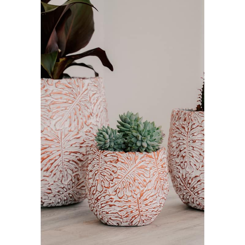 XBrand 17.7", 12.6" and 9"W Round Fiberstone/Cement Indoor Outdoor Planters (Set of 3)