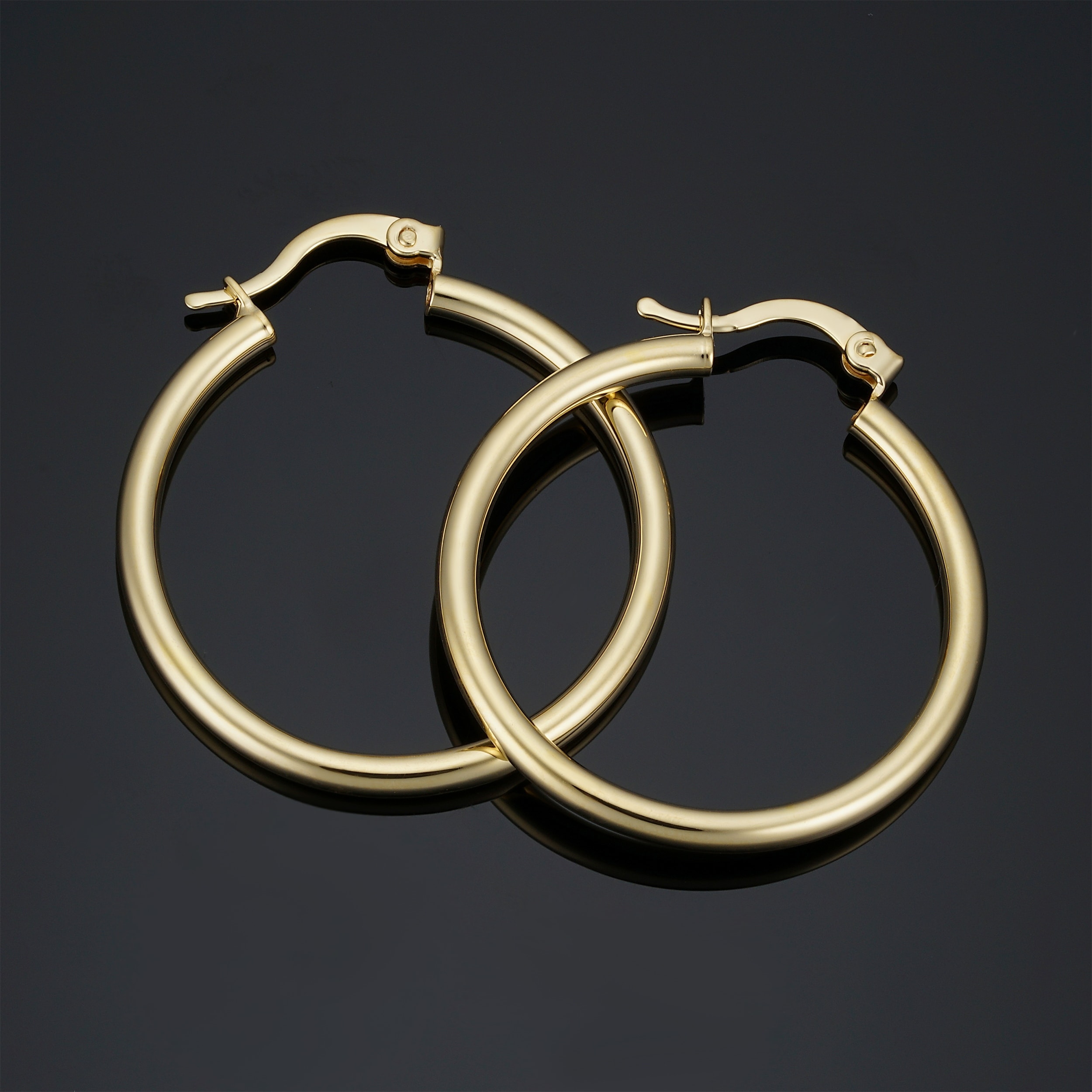 Genuine 14k Yellow Gold Polished Hoop Earring Jackets 19x7mm Genuine 14k Yellow Gold Polished Hoop Earring Jackets 19x7mm