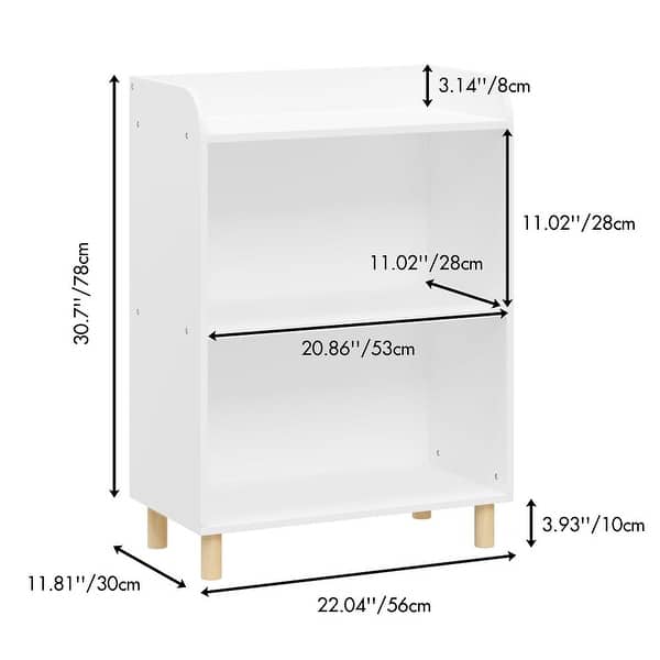 Wooden Children's 3-Tier Bookcase with Pine Wood Legs,White
