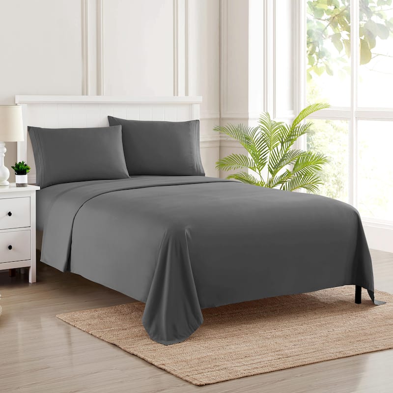 Sweet Home Collection 4 Piece Sheet Set, Ultra Soft 1800 Series, Double Brushed Microfiber - Grey