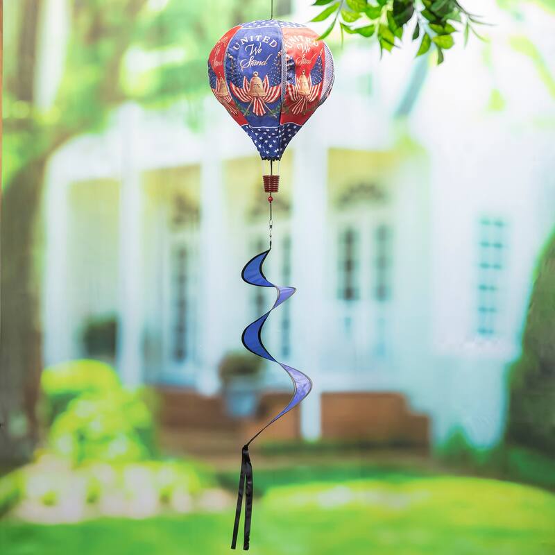 55 in. United We Stand Burlap Balloon Wind Spinner