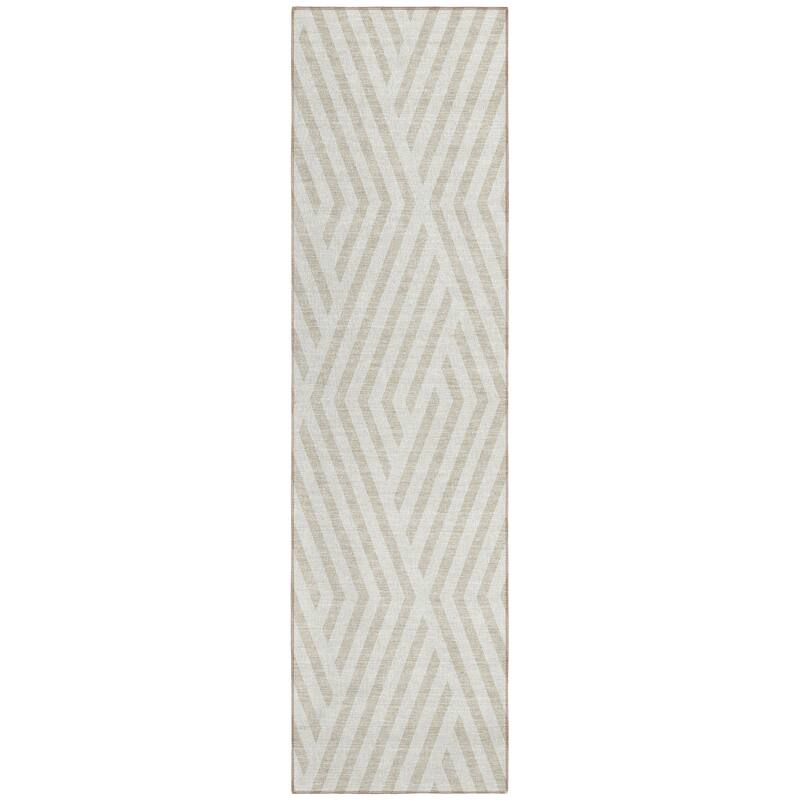 Machine Washable Indoor/ Outdoor Modern Diamonds Chantille Rug
