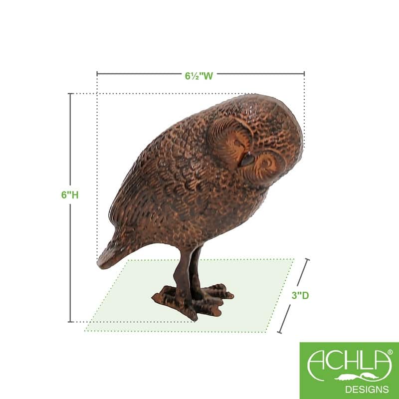 Achla Designs Indoor Outdoor Saw Whet Owl Statue, 6.75 Inch Tall, Rustic Bronze Painted Finish