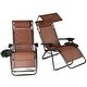 Belleze 2-Pack Zero Gravity Patio Lounge Chairs Backyard Recliner Canopy Shade w/ Utility Tray - Thumbnail 2