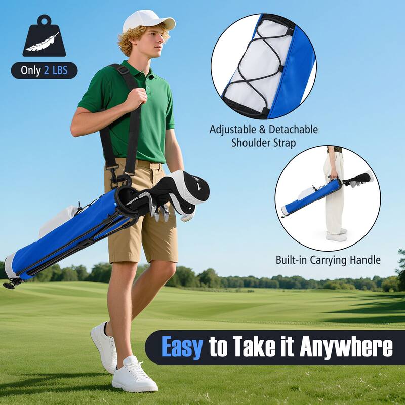 Gymax Lightweight Golf Stand Bag Par 3 & Executive Courses Carry Bag