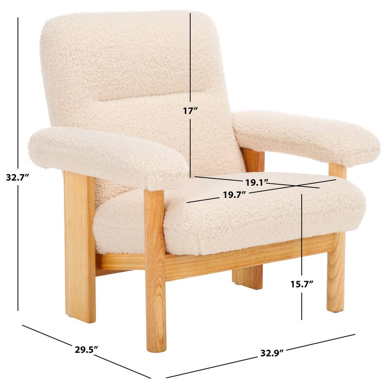 SAFAVIEH Sylvaine Solid Wood Accent Chair (Fully Assembled) - W33" x D30" x H33" - 33Wx30Dx33H