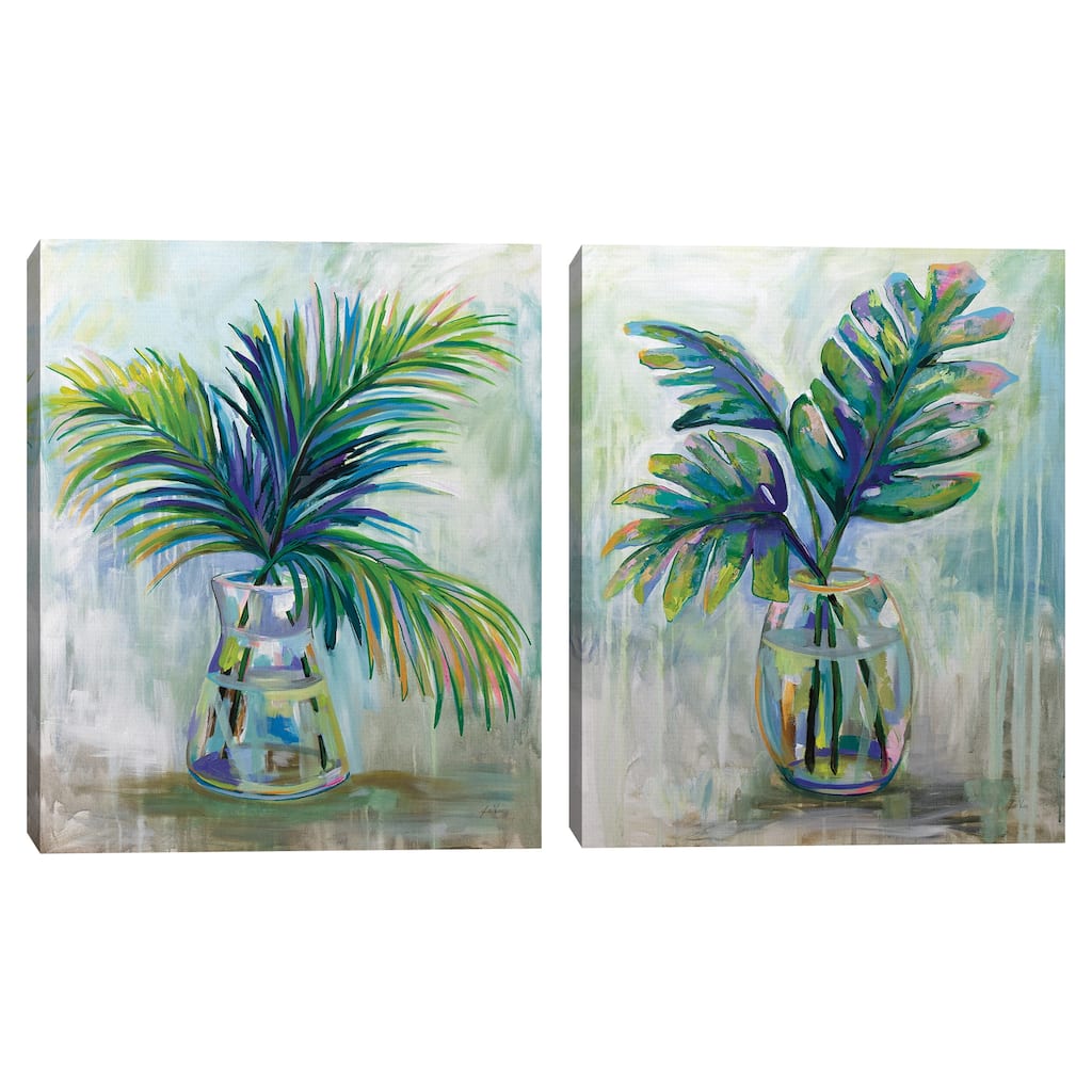 Palm Leaves I-II by Jeanette Vertentes Canvas Art Prints